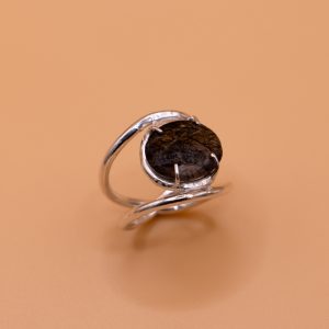 Moss Agate Double Band Claw Set Ring
